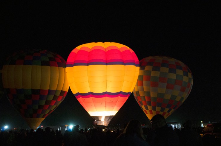 Balloons as they prepare to take off at the start of the Dawn Patrol