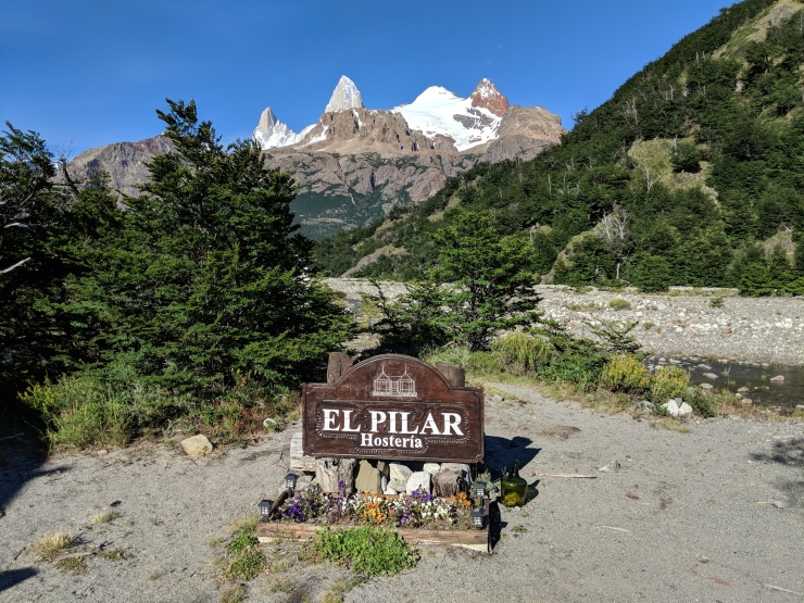 At the start of the hike you can see the top of Mount Fitz Roy in the distance
