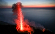 Eruption on the top of Stromboli.