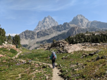 The Teton Crest Trail then works its way through the South Fork Cascade Canyon. There are some truly amazing views in this section of the hike. Grand Teton and Middle Teton as viewed from the Teton Crest Trail