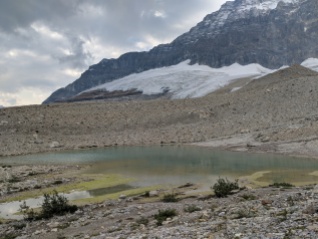 On the other side of the ridge, you find another lake made of Emerald Glacier melt.