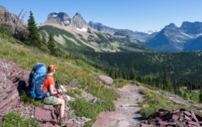 From the Granite Park Campground, you begin hiking to the Swiftcurrent Pass Trail. It is roughly 1.1 miles and 700 feet of climbing to reach the top of Swiftcurrent Pass (credit: John Strother)