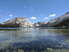 View from the south end of Tenaya Lake with the Polly Dome and Pywiack Dome in the background.