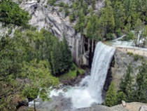There is a great vista point along the connector trail that allows you to see Vernal Falls from above.