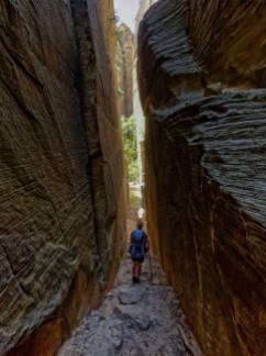 There is a narrow passage on the south side of the main canyon that bypasses the falls and brings you back to the main trail/canyon (credit: John Strother)
